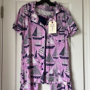 New Women’s Munki Munki Perfect Pajamas 2 PC Set Lavender Size M